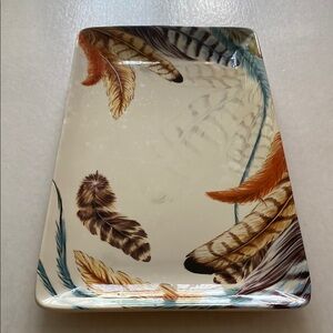 PIER 1 Imports Feather Design Rectangular Tray Size 14” x 8“ approximately